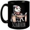 speecheese Tasse Schaf Chefin im Chefsessel Tasse in Schwarz mit Spruch Schäffin Bild 2