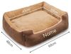 lionto Hundebett mit Wendekissen und Rutschfester Unterseite, Heimtierkissen mit tiefem Einstieg für Hunde und Katzen jeden Alters, 60x48 cm, kuscheliges Hundekissen, braun/beige (Namensaufdruck) Bild 5