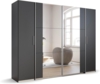 rauch Kleiderschrank, Dreh- und Schwebetürenschrank KRONACH, 4-türig, 2 Spiegeltüren teilaufgelegt, Grau metallic, 268 x 210 x 59 cm