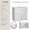 tectake Waschbeckenunterschrank Badezimmerschrank Idris, 2 Fächer, Belastbarkeit 35 kg (60 x 35 x 56 cm) 2 geräumige Fächer Bild 3