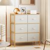FANTASK Kommode Bambus, Schubladenschrank mit 6 faltbaren Stoffschubladen & oberem Regal, klein komodenschrank für Schlafzimmer, Flur, Natur Bild 2