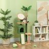 PawHut Kratzbaum 139 cm, mit Katzenhöhle, Spielball, Sisal-Kratzsäulen, für Katzen bis 5 kg, Grün Bild 2