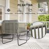 Outsunny Sitzgruppe mit 2er Sofa, Sessel, Tisch, Kissen, (wetterfest Lounge-Set für 4 Personen, 4-tlg, Gartenmöbel Set aus Polyrattan), für Garten Balkon Braun+Dunkelgrau Bild 4