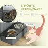PawHut Tierbett Katzenhöhle Katzenhütte mit Treppe, Katzenhaus mit 2 Edelstahlnäpfen, für Katzen, Hunde bis 8 kg, Polyester, 78 x 48 x 49,5 cm, Grau Bild 4