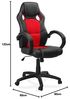 BAKAJI Sportlicher Bürostuhl, Drehstuhl, Bürostuhl, 4 Rollen, 360 ° drehbar, Modell Racer Gaming Extra Luxus Kunstleder Schwarz und Stoff (Rot) Bild 3