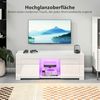 HOMCOM TV-Board mit 2 Türen, RGB LED Leuchte, Glasregal, Kabelmanagement (Hochglanz TV Lowboard, 1 St, TV Board), für Wohnzimmer Weiß 120x34x45cm Bild 5