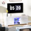 HOMCOM TV-Board mit 2 Türen, RGB LED Leuchte, Glasregal, Kabelmanagement (Hochglanz TV Lowboard, 1 St, TV Board), für Wohnzimmer Weiß 120x34x45cm Bild 2