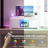 HOMCOM TV-Board mit 2 Türen, RGB LED Leuchte, Glasregal, Kabelmanagement (Hochglanz TV Lowboard, 1 St, TV Board), für Wohnzimmer Weiß 120x34x45cm Bild 3