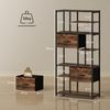 HOMCOM Standregal Bücherregal mit 2 Stoffschubladen, 9 offenen Fächern, Aufbewahrungsregal 1-tlg, für Büro, Wohnzimmer, Schlafzimmer, 72,5x30x150 cm, Rustikal-Braun Bild 3