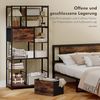 HOMCOM Standregal Bücherregal mit 2 Stoffschubladen, 9 offenen Fächern, Aufbewahrungsregal 1-tlg, für Büro, Wohnzimmer, Schlafzimmer, 72,5x30x150 cm, Rustikal-Braun Bild 4