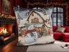 formano Weihnachtskissen 45 cm mit Schneemann-Motiv Deko Kissen mit Füllung ohne Reißverschluss - Weihnachten – festliches Sofakissen – Rückseite rot – Winter Dekoration Bild 3