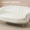 HOMCOM 2-Sitzer Sofa, Couch mit Armlehne, Samtopik, Doppelsofa bis 150 kg belastbar, Polstersofa 1 Teile, für Wohnzimmer, Schlafzimmer, 130 x 77 x 77 cm, Creme Bild 5