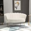 HOMCOM 2-Sitzer Sofa, Couch mit Armlehne, Samtopik, Doppelsofa bis 150 kg belastbar, Polstersofa 1 Teile, für Wohnzimmer, Schlafzimmer, 130 x 77 x 77 cm, Creme Bild 2