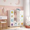 Kleiderschrank, DIY-Aufbewahrungsschrank, für hängende Kleidung, Aufbewahrung, für Kinder, mit 16 Würfeln, 4 Hängestangen, 123 x 41 x 123 cm, weiß LPC905W01 Bild 2
