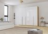 Rauch Möbel Alabama, Kleiderschrank, Garderobe, 5-türig, Zubehör Premium, 3 Kleiderstangen, 6 Einlegeböden, Schubladeneinsatz, Farbe Hochglanz Weiß/Eiche Artisan, Griff Grau metallic, 226 x 210 x 54 cm Bild 2