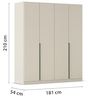 Rauch Möbel Alabama, Kleiderschrank, Garderobenschrank, 4-türig, Zubehör Premium, 2 Kleiderstangen, 5 Einlegeböden, Schubladeneinsatz, Farbe Beige, Griff Grau metallic, 181 x 210 x 54 cm Bild 3