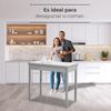 ASTIMESA Ausziehbarer Küchentisch ohne Schublade - 80x40 cm (80x80 cm) - Struktur und Platte innen Farbe Aluminium - Glasplatte weiß Bild 4