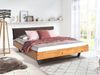 Möbel-Eins CURBY Kufenbett mit Polster-Kopfteil, Material Massivholz, rustikale Altholzoptik, Fichte, Kufen schwarz natur 140x220 cm Stoff Braun ohne Steppung Bild 2