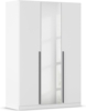 rauch Kleiderschrank Alba, Drehtürenschrank, Garderobenschrank, 3-türig, mit Spiegel, mit 2 Kleiderstangen und 2 Einlegeböden, Farbe Weiß, Griffstange Grau metallic, Schwarz, 136x197x56cm