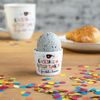 Niedlicher Sheepworld Eierbecher aus Porzellan mit Spruch "Kacktage in Glitzer tunken und funkeln lassen" Bild 2