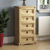 Vida Designs Corona Kommode, 5 Schubladen, schmal, massives Kiefernholz Bild 4