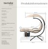 tectake® Hängeliege mit Gestell, Schwebeliege, Schwingliege mit Sonnendach, Schaukelliege, Hängesessel inkl. Tasche, Polsterauflage mit Kopfkissen, für Garten, Terrasse und Balkon - beige Bild 3