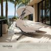 tectake® Hängeliege mit Gestell, Schwebeliege, Schwingliege mit Sonnendach, Schaukelliege, Hängesessel inkl. Tasche, Polsterauflage mit Kopfkissen, für Garten, Terrasse und Balkon - beige Bild 2
