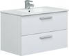 Dmora - Badezimmermöbel Dartford, Badezimmerschrank, Mehrzweckschrank, Hängeschrank mit Spiegel, 80x45 h50 cm, Glänzendes Weiß Bild 3