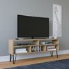 Stylish Oak TV Stand, 120 cm Wide, 25 cm Deep, 46.6 cm High | 100% Melamine Coated Particle Board, 18 mm Thick | Wall-Mountable with Multiple Shelves Bild 2