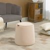 HOMCOM 2-in-1 Ottomane Sitzhocker Runde Polsterhocker Fußbank inklusive Stauraum, abnehmbaren Deckel in Samtoptik Beistelltisch für Wohnzimmer Schlafzimmer Beige Ø44x47,5 cm Bild 2
