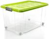 BigDean 4 Stück 60 L Aufbewahrungsbox mit Deckel groß limegrün - stapelbare robuste Box - rollbare Stapelbox mit festen Klickverschlüssen - Made in Germany Bild 2