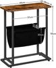 HOOBRO Schmaler Beistelltisch, Nachttisch Schmal, Industrieller Sofatisch mit Aufbewahrungstasche für Zeitschriften, Platzsparend, für Wohnzimmer, Schlafzimmer, Vintagebraun und Schwarz EBF81BZ01 Bild 3