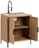 Outdoor-Küchenschrank mit Spüle IVREA Braun Schwarz zertifiziertes Akazienholz Bild 4
