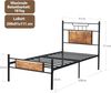 VECELO Bettgestell 90x200 cm, Metallbett mit Dick Holzkopfteil und Lattenrost, Doppelbett mit Stauraum unter dem Bett, perfekt für Schlafzimmer, Braun Bild 2