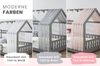 Ticaa Hausbett Kim mit Rausfallschutz aus Kiefer, Kinderbett 100x200, inkl. Tüll-Set, mit Rollrost Bild 3