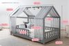 Ticaa Hausbett Kim mit Rausfallschutz aus Kiefer, Kinderbett 100x200, inkl. Tüll-Set, mit Rollrost Bild 2