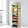BAKAJI Platzsparender Schuhschrank, 11 Regalböden, 60 x 30 x 175 cm, bis zu 30 Paar Schuhe, Struktur aus Stahl und Bezug aus TNT-Stoff, wasserdicht mit Reißverschluss, staubdicht, Beige Bild 2