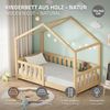 ML-DESIGN Spielbett Hausbett Kinderbett inkl. Lattenrost & Rausfallschutz Kinder Bodenbett, Abenteuerbett 70x140cm Haus Bett Himmelbett Kiefer Jugendbett Natur Bild 3