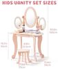 ROBUD Schminktisch Kinder aus Holz mit Hocker & Spiegel – Schminktisch Mädchen mit Zubehörset (Schminke, Schmuckkästchen, Föhn) – Rollenspiel & Geschenkidee Bild 3