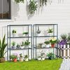 Outsunny Pflanzentreppe Blumenständer, Blumenregal mit 4 Regalböden, kombinierbar (Pflanzenregal, 2 St, Pflanzenständer), für Garten, Balkon, Grün Bild 2