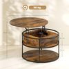 HOMCOM Couchtisch Beistelltisch mit anhebbarer Platte (runder Tisch mit Ablagefläche, verstecktem Fach, 1-St, für Wohnzimmer, Heimbüro), 80 x 80 x 47-61,5 cm, Braun Bild 3