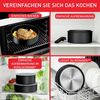 Tefal Topf-Set L39996 Ingenio Black Stone, Topfset Induktion stapelbar, Antihaft, Aluminium (Set, 4-tlg, je 1 Stielkasserolle Ø 16/18/20 cm, 1 abnehmbarer Griff), Thermo-Signal bei idealer Brattemperatur, für alle Herdarten geeignet Bild 2