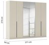 Rauch Möbel Alabama, Kleiderschrank, Garderobe, 6-türig, Spiegel, Zubehör Premium, 3 Kleiderstangen, 6 Einlegeböden, Schubladeneinsatz, Farbe Beige, Griff Grau metallic, 271 x 210 x 54 cm Bild 3