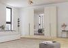Rauch Möbel Alabama, Kleiderschrank, Garderobe, 6-türig, Spiegel, Zubehör Premium, 3 Kleiderstangen, 6 Einlegeböden, Schubladeneinsatz, Farbe Beige, Griff Grau metallic, 271 x 210 x 54 cm Bild 2