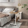 DlandHome Laptoptisch Höhenverstellbar mit Rollen 80 cm Betttisch Beistelltisch pflegetisch auf Rollen Computertische Mobiler Schreibtisch Laptop Ständer Tisch für krankenbett Büro Schlafzimmer Eiche Bild 2
