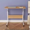 DlandHome Laptoptisch Höhenverstellbar mit Rollen 80 cm Betttisch Beistelltisch pflegetisch auf Rollen Computertische Mobiler Schreibtisch Laptop Ständer Tisch für krankenbett Büro Schlafzimmer Eiche Bild 5