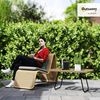 Outsunny Gartentisch UV-beständig, mit Glasplatte (Beistelltisch aus Polyrattan, 1-St, rechteckiger Terrassentisch), 90 x 50 x 45 cm, für Garten, Terrasse, Balkon Naturholz Bild 2