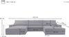 MOEBLO Wohnlandschaft DENVER U, Eckcouch aus Cordstoff Ecksofa U-Form Cord Sofa Couch Polsterecke U-Sofa - 410x85x200cm, mit Bettkasten und Schlaffunktion Bild 3