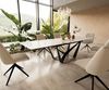 Esstisch Edge 200-300x100 Keramik Calacatta Luxe Weiß-Gold-Grau Spider Flachstahl Schwarz ausziehbar Bild 2