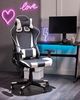Bürostuhl schwarz / weiß mit Fußstützen GAMER Bild 2